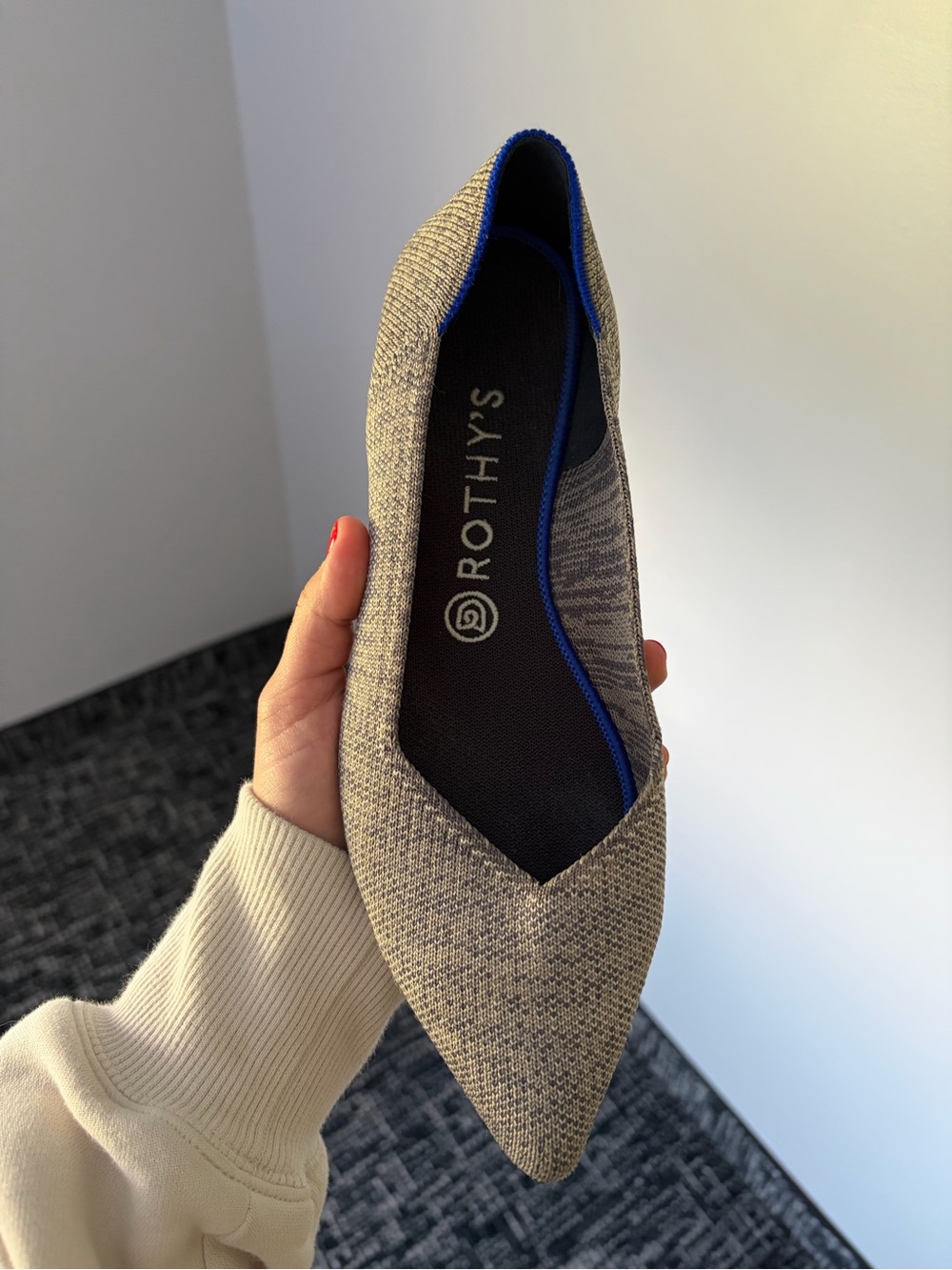 NWOT Rothy’s The Point II Birdseye Flax/Grey